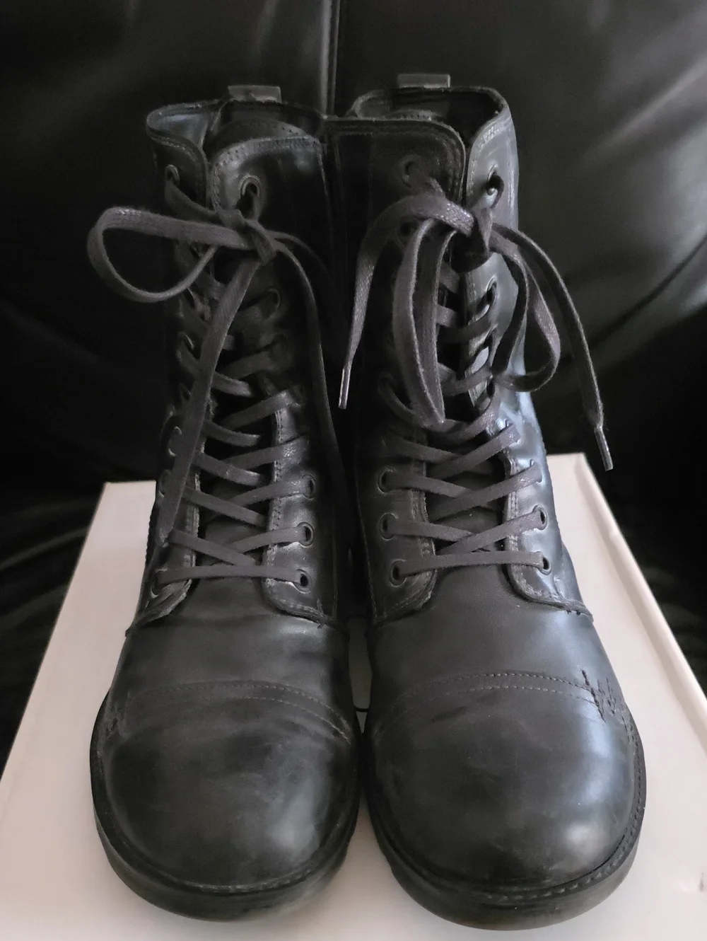 Steve Madden Boots Black Leather Gatsbys Mens Size 10
